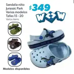 Sam's Club Jurassic Park sandalia niño oferta