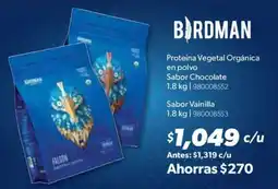 Sam's Club BIRDMAN Proteína Vegetal Orgánica en polvo oferta