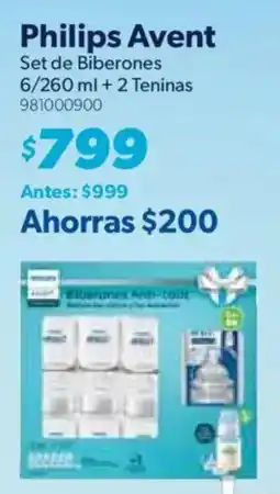 Sam's Club Philips Avent set de biberones + 2 teninas oferta