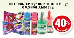 Farmacias Guadalajara Dulce ring pop, baby bottle pop o push pop jumbo oferta