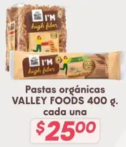 Soriana Híper Valley Foods pastas orgánicas oferta