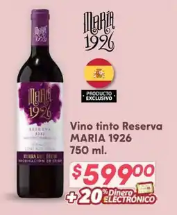 Soriana Híper MARIA 1926 vino tinto oferta
