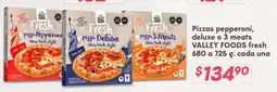 Soriana Híper VALLEY FOODS Pizzas pepperoni, deluxe o 3 meats oferta