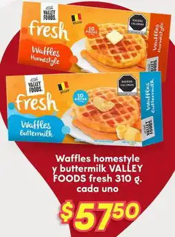 Soriana Híper VALLEY FOODS Waffles Homestyle y buttermilk oferta