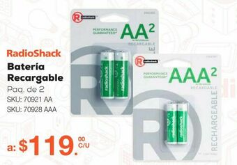 Baterías recargables ni-mh aa radioshack / 2500 mah / 2 piezas