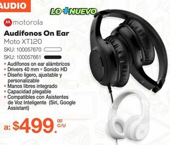 RadioShack Audífonos motorola moto xt120 / on ear / negro oferta