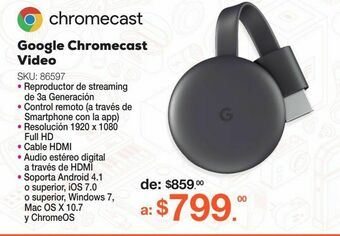 RadioShack Google chromecast video 3ra generación / negro oferta