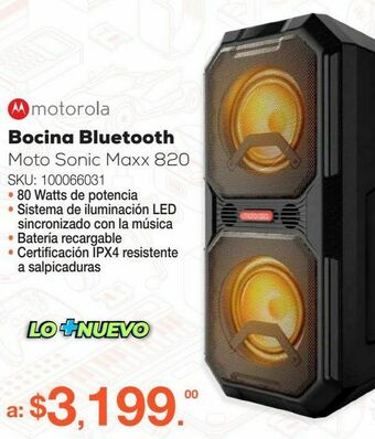RadioShack Bocina bluetooth led motorola one body sonic maxx 820 / negro oferta