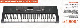RadioShack Teclado musical radioshack jk-63m / 61 teclas / negro oferta