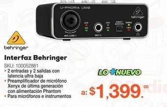 RadioShack Interfaz de audio para micrófonos behringer u-phoria um2 2x2 oferta