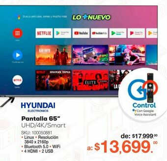 RadioShack Pantalla hyundai hyled6507a4km / 65 pulgadas / ultra hd 4k / smart tv oferta