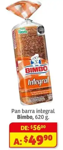 Soriana Híper Bimbo pan barra integral oferta