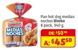 Soriana Híper Bimbo pan hot dog medias noches oferta