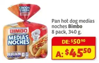 Soriana Híper Bimbo pan hot dog medias noches oferta