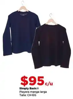 Bodega Aurrerá Simply basic playera manga larga oferta