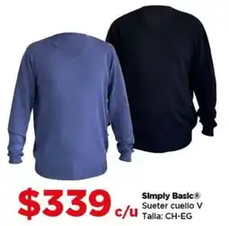 Bodega Aurrerá Simply basic sueter cuello V oferta
