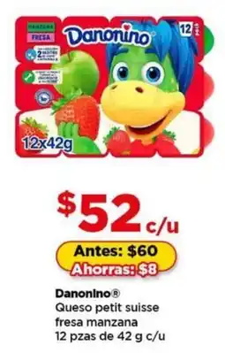 Bodega Aurrerá Danonino queso petit suisse fresa manzana oferta