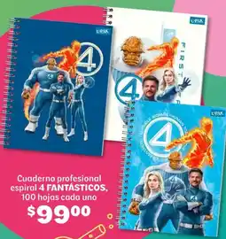 Soriana Híper 4 fantásticos cuaderno profesional espiral oferta