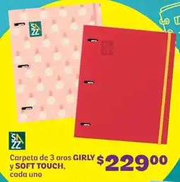 Soriana Híper Girly y soft touch carpeta de 3 aros oferta