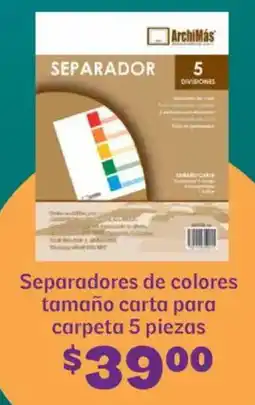 Soriana Híper Separadores de colores tamaño carta para carpeta oferta