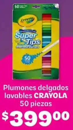 Soriana Híper Crayola plumones delgados lavables oferta