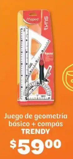Soriana Híper Trendy juego de geometría básico + compás oferta