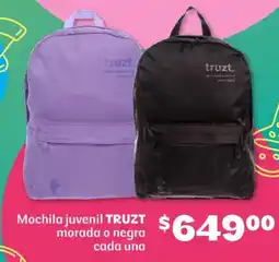 Soriana Híper Truzt mochila juvenil morada o negra cada una oferta