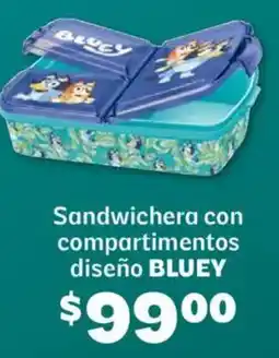 Soriana Híper Bluey sandwichera con compartimentos diseño oferta