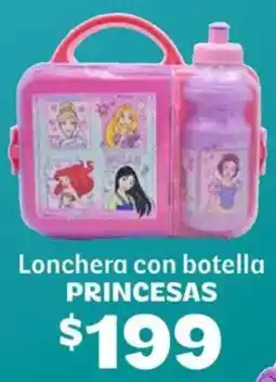 Soriana Híper Princesas lonchera con botella oferta