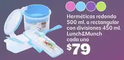 Soriana Híper Lunch&Munch Herméticos redondo 500 ml o rectangular con divisions 450 ml oferta