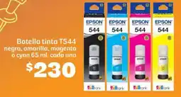 Soriana Híper Epson botella tinta t544 negra, amarilla, magenta o cyan oferta