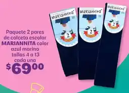 Soriana Híper Mariannita paquete 2 pares de calceta escolar color azul marino oferta