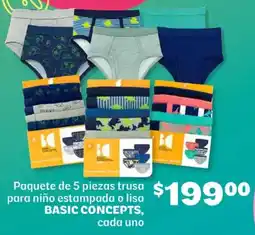 Soriana Híper Basic concepts paquete de 5 piezas trusa para niño estampada o lisa oferta