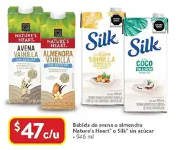Walmart Nature's heart o silk sin azúcar bebida de avena o almendra oferta