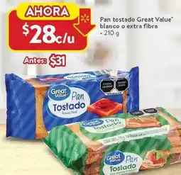 Walmart Great value pan tostado blanco o extra fibra oferta