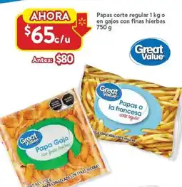 Walmart Great value papas corte regular oferta