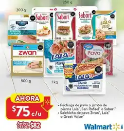 Walmart Lala, san rafael o sabori salchicha de pavo zwan oferta