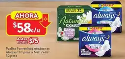 Walmart Always o naturella toallas femeninas nocturnas oferta