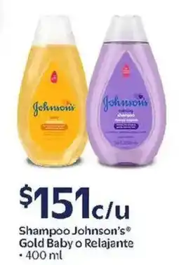 Walmart Johnson's gold baby o relajante shampoo oferta