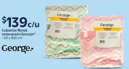 Walmart George cobertor flanel estampado oferta