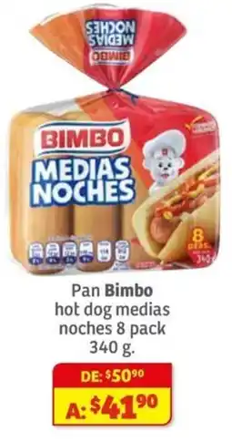 Soriana Mercado Bimbo pan hot dog medias noches oferta