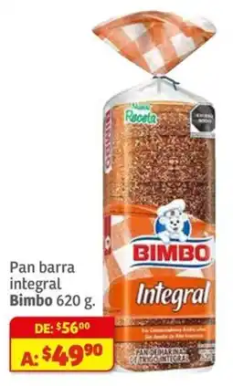 Soriana Mercado Bimbo pan barra integral oferta