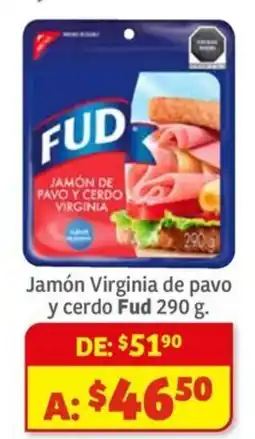 Soriana Mercado Fud jamón virginia de pavo y cerdo oferta