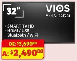 Soriana Mercado Vios smart tv 32" oferta