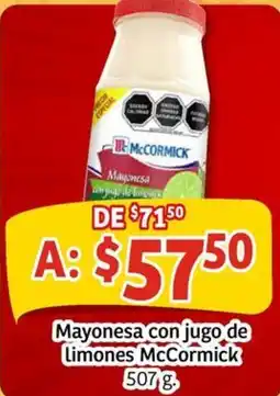 Soriana Mercado Mccormick mayonesa con jugo de limones oferta