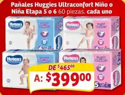 Soriana Mercado Huggies pañales ultraconfort niño o niña etapa 5 o 6 oferta