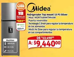 Soriana Mercado Midea refrigerador top mount 13 p3 silver oferta