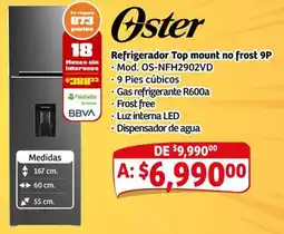 Soriana Mercado Oster refrigerador top mount no frost 9p oferta
