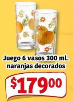 Soriana Mercado Juego 6 vasos naranjas decorados oferta