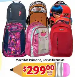 Soriana Mercado Mochilas primaria, varias licencias oferta